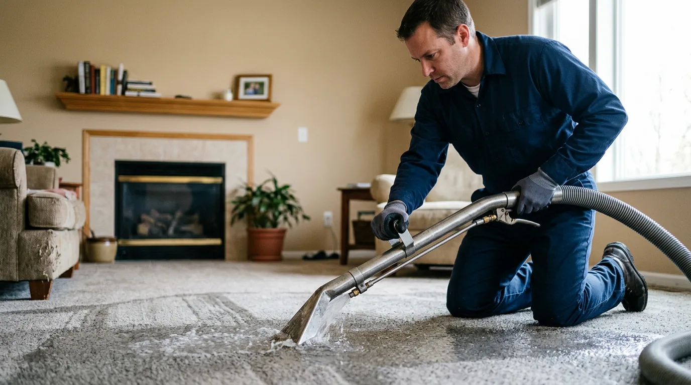 Water damage restoration technician working near Holbrook, PA